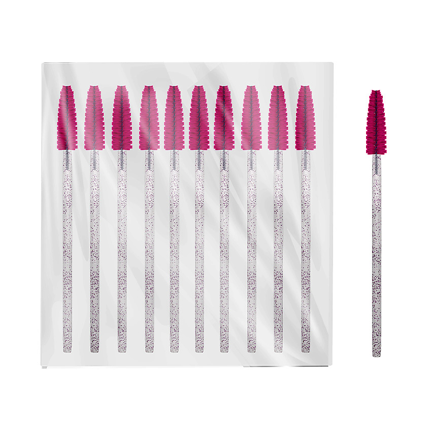 SEXY LASH'N'BROW Щеточки для ресниц и бровей одноразовые розовые с глиттером – фото 2
