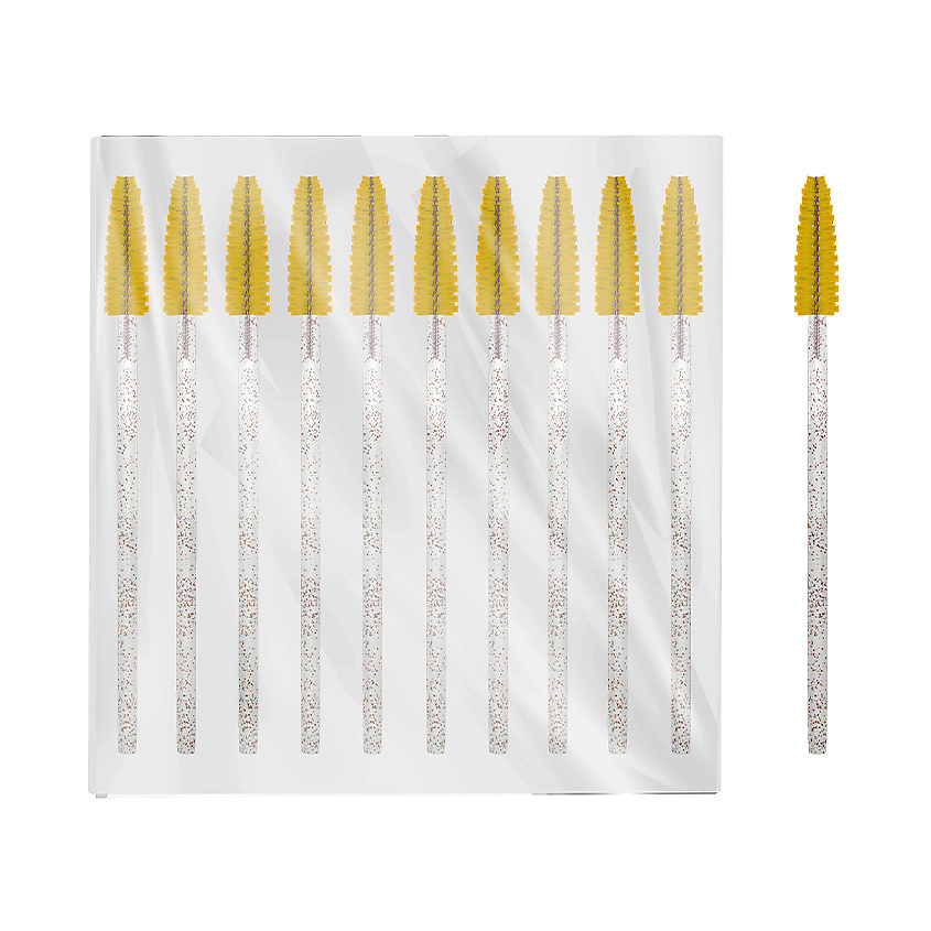 SEXY LASH'N'BROW Щеточки для ресниц и бровей одноразовые желтые с глиттером – фото 2