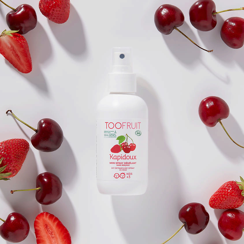 TOOFRUIT Спрей питательный детский для длинных и вьющихся волос "Клубника-Вишня" – фото 3