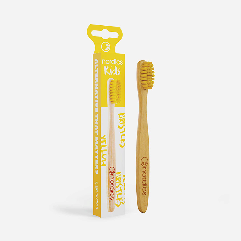 NORDICS Зубная щетка детская бамбуковая Yellow Bristles – фото 2