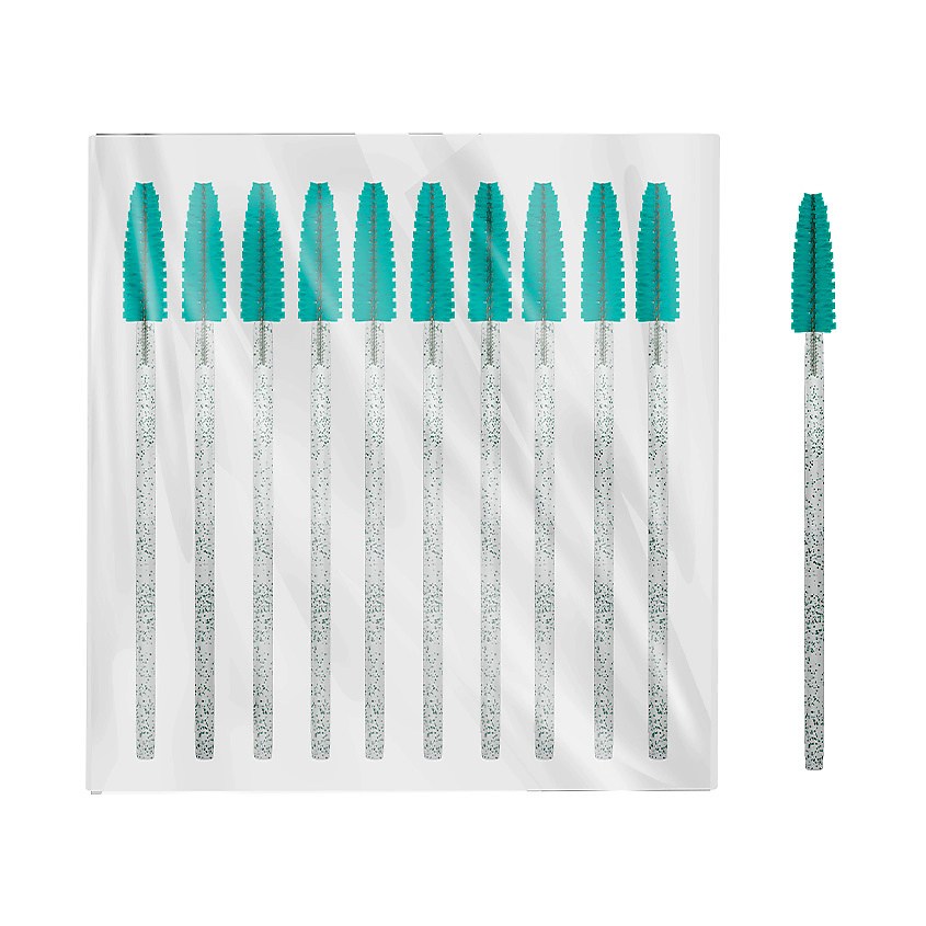 SEXY LASH'N'BROW Щеточки для ресниц и бровей одноразовые бирюзовые с глиттером – фото 3