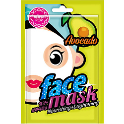 Маска для лица тканевая питающая и придающая сияние с авокадо Face Mask