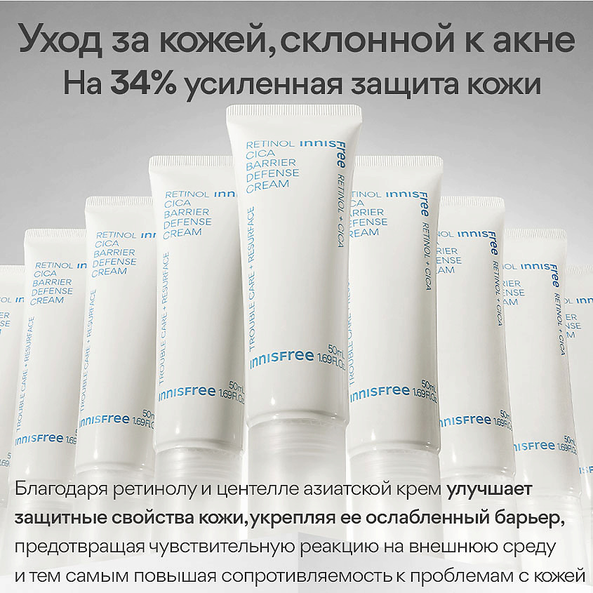 INNISFREE Корректирующий крем с ретинолом и центеллой азиатской для ухода за кожей, склонной к акне Retinol Cica – фото 9