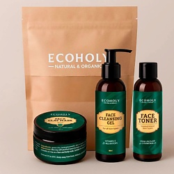 Набор средств для смешанной кожи (Тоник для лица + Глина зеленая + Гель для умывания успокаивающий с витамином Е)