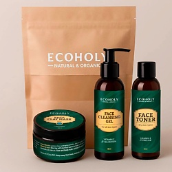 Набор средств для ухода для сухой кожи (Тоник для сухой кожи + Глина голубая + Гель для умывания успокаивающий с витамин Е)